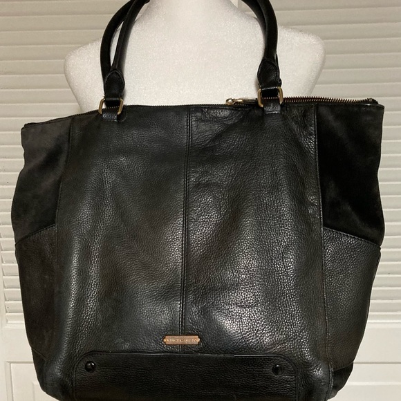 EUC Vince Camuto Black Leather & Suede Satchel/Shoulder Bag - Picture 4 of 9